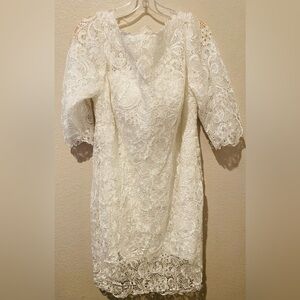 White Lace 3/4  Sleeve Dress
